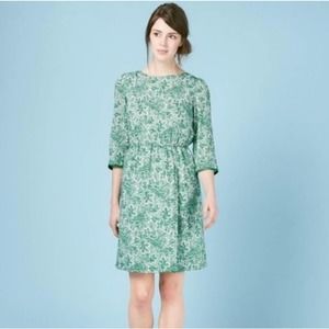 Boden Dress Womens 6 Green Dolly Day Paisley Faux Wrap Elastic Waist Classic